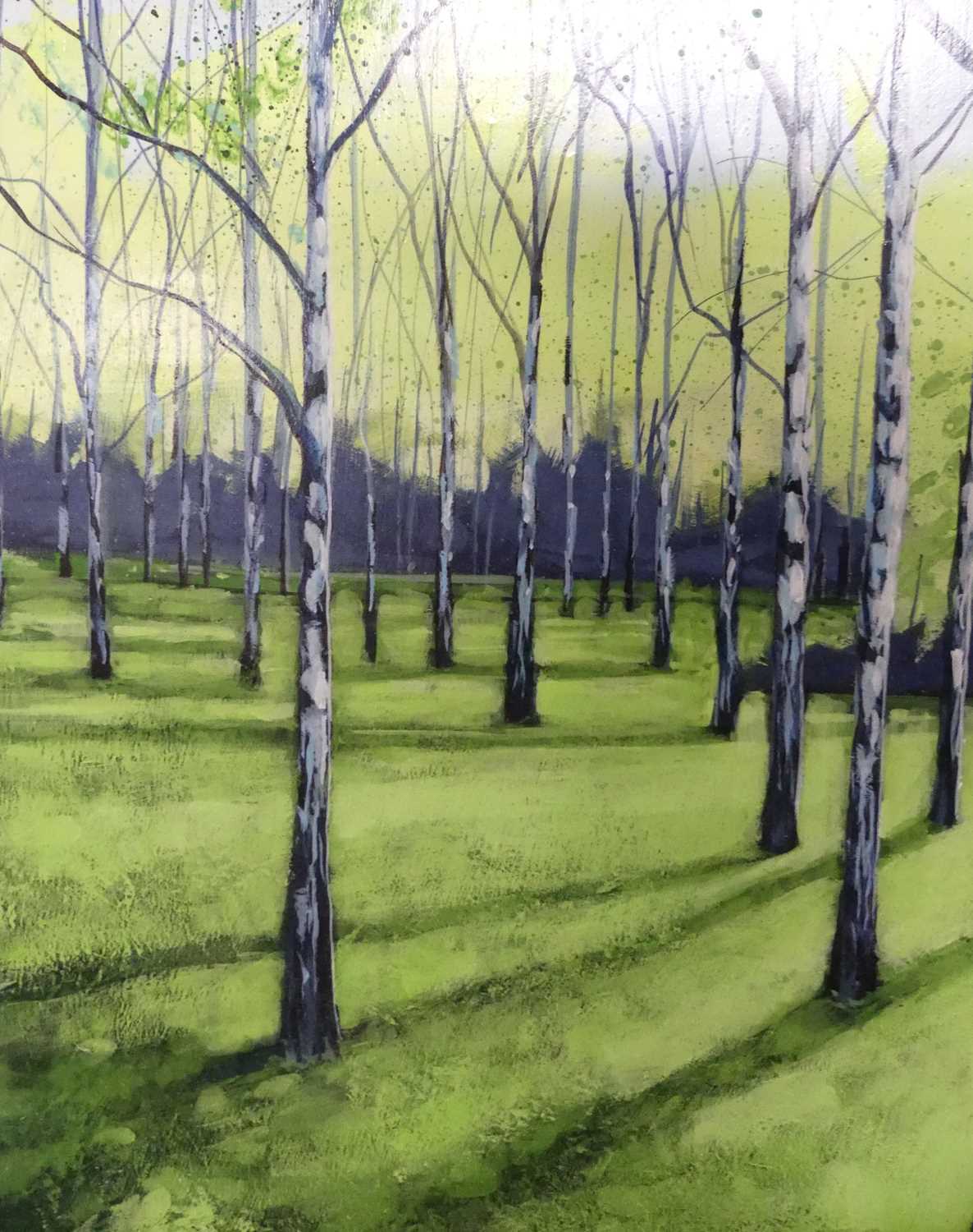 Lot 1005 - Debbie Baxter - Silver Birch Lawn, acrylic on...