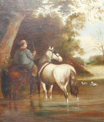 Lot 1008 - Herring - Horses, watering, oil on canvas,...