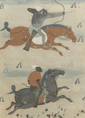 Lot 1049 - A set of four Japanese watercolours, late 20th...