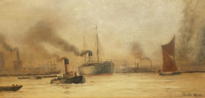 Lot 1063 - Charles Dixon - The Thames at Rotherhithe,...