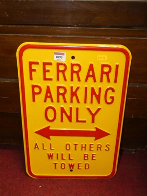 Lot 1095 - A reproduction painted metal sign 'Ferrari...