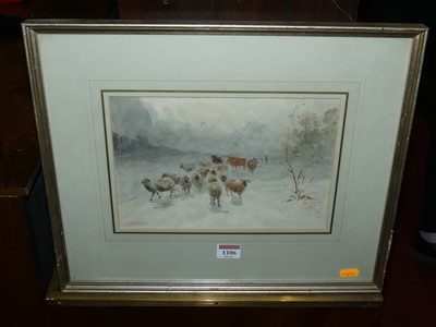 Lot 1106 - George Shalders RWS - Returning home in winter,...