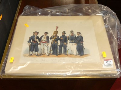 Lot 1116 - A set of five French military prints, each...