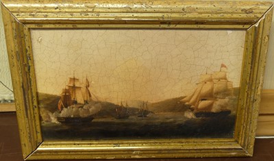 Lot 1123 - Follower of Thomas Luny - Gunships off the...