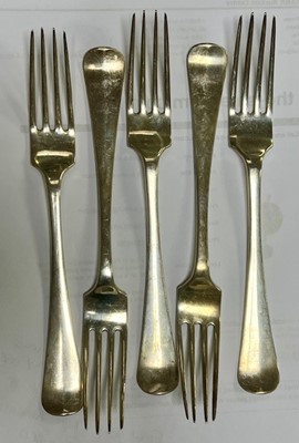 Lot 273 - A collection of five silver matched dinner...