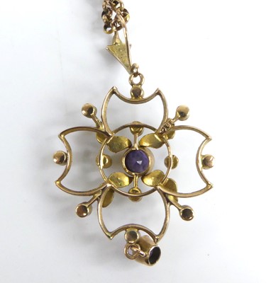 Lot 2510 - An Edwardian yellow metal amethyst and seed...