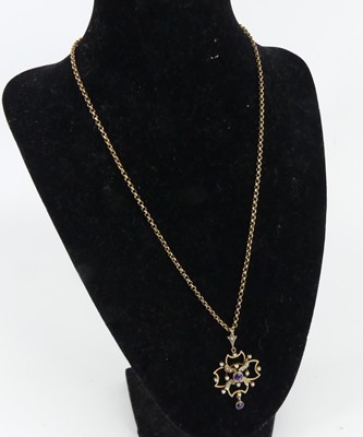 Lot 2510 - An Edwardian yellow metal amethyst and seed...