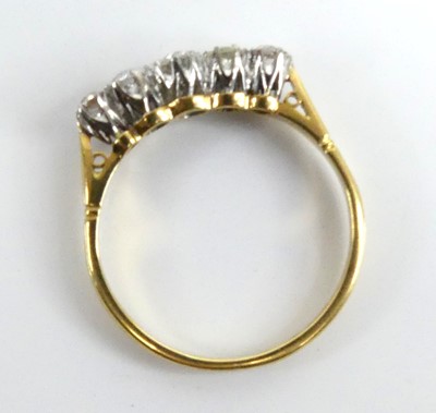 Lot A yellow and white metal diamond five-stone...