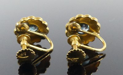 Lot 2506 - A pair of yellow metal zircon and pearl...