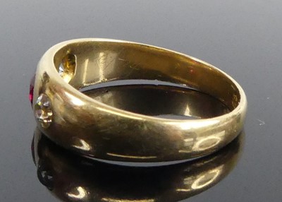 Lot 2517 - An 18ct yellow gold ruby and diamond dress...