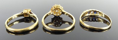 Lot 2518 - Three rings, comprising an 18ct yellow gold...