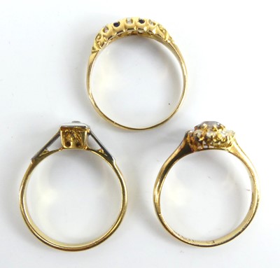 Lot 2518 - Three rings, comprising an 18ct yellow gold...