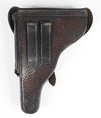Lot 3287 - A German dark brown leather luger holster, the...