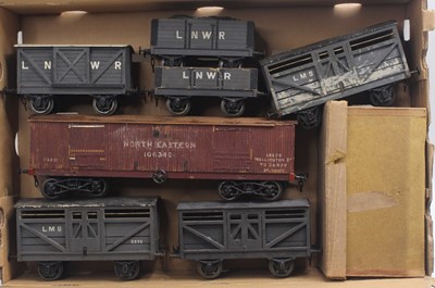 Lot 109 - Seven Gauge 1 wooden goods wagons. No makers’...