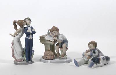 Lot 158 - Three Lladro porcelain figures 'Let's Make Up'...