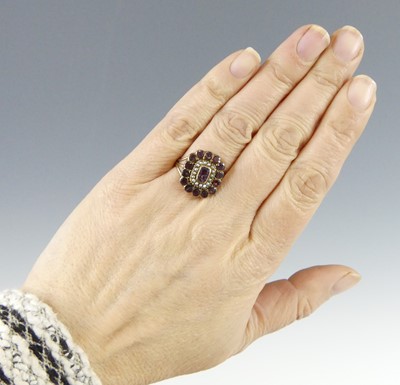Lot 2523 - A George III yellow metal garnet and pearl...