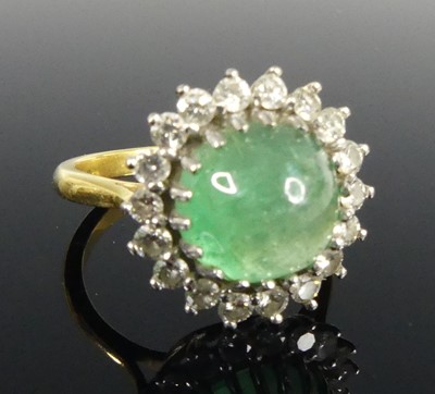 Lot 2524 - A yellow and white metal emerald and diamond...