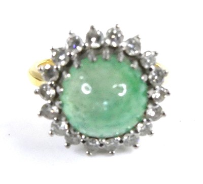 Lot 2524 - A yellow and white metal emerald and diamond...