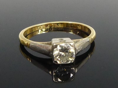 Lot 2531 - A yellow and white metal diamond solitaire...