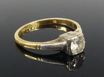 Lot 2531 - A yellow and white metal diamond solitaire...