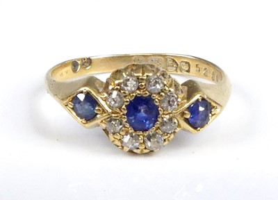 Lot 2590 - An Edwardian 18ct yellow gold sapphire and...