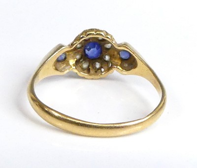 Lot 2590 - An Edwardian 18ct yellow gold sapphire and...