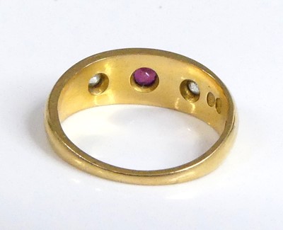 Lot 2591 - An 18ct yellow gold, ruby and diamond dress...