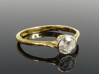 Lot 2592 - A yellow and white metal diamond solitaire...