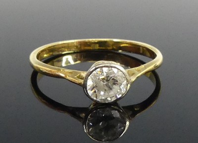 Lot 2592 - A yellow and white metal diamond solitaire...