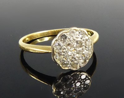 Lot 2593 - A yellow and white metal diamond circular...