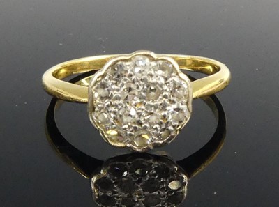 Lot 2593 - A yellow and white metal diamond circular...