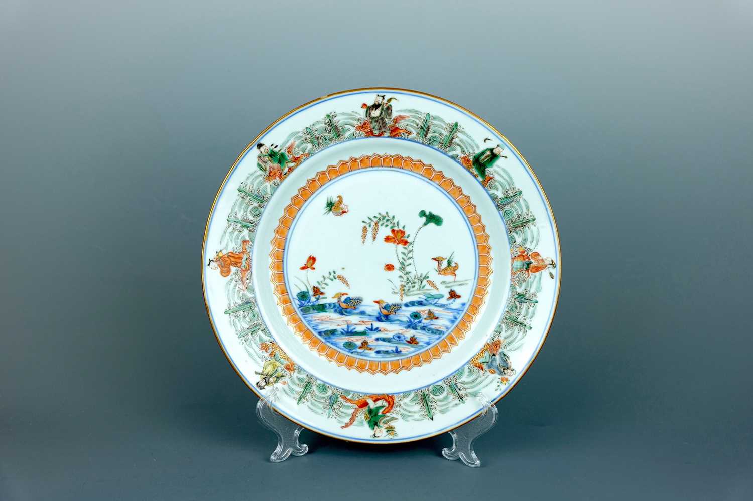 Lot 2078 - A Chinese famille verte dish, Qing Dynasty,...