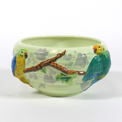 Lot 209 - A Clarice Cliff 'Budgerigar' bowl, green...