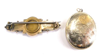 Lot 2533 - An Edwardian 9ct gold ruby and diamond set bar...