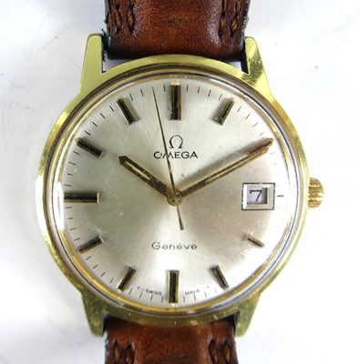 Lot 2534 - A gent's Omega Geneve gold plated wristwatch,...