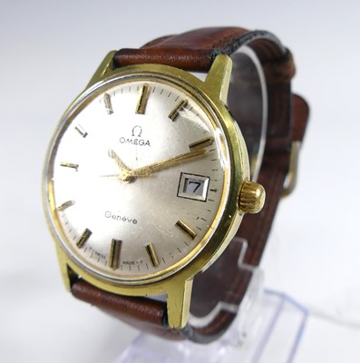 Lot 2534 - A gent's Omega Geneve gold plated wristwatch,...