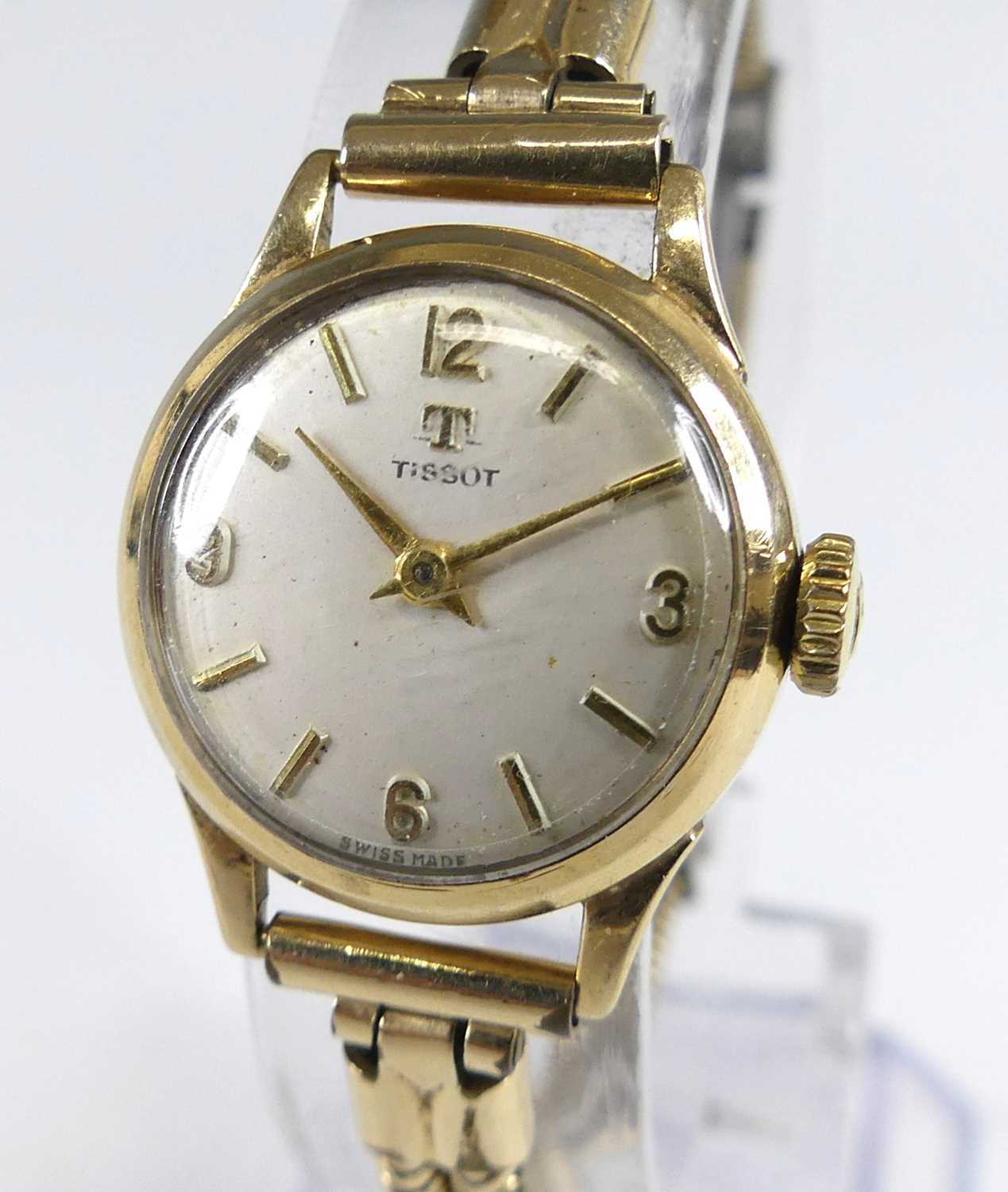 Lot 2537 - A Tissot lady's vintage 9ct gold cased manual...