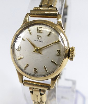 Lot 2537 - A Tissot lady's vintage 9ct gold cased manual...