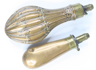 Lot 3524 - A 19th century copper powder flask, of fluted...
