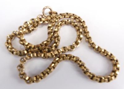 Lot 2562 - A yellow metal belcher link neck chain,...