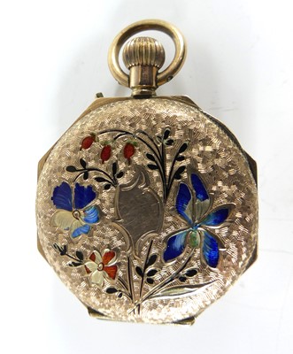 Lot 2564 - A continental lady's 9ct gold cased open face...