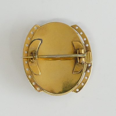 Lot 2596 - A 19th century continental yellow metal brooch...