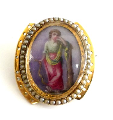 Lot 2596 - A 19th century continental yellow metal brooch...