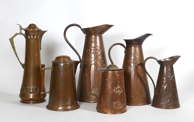 Lot 4 - A graduated set of three Art Nouveau copper...