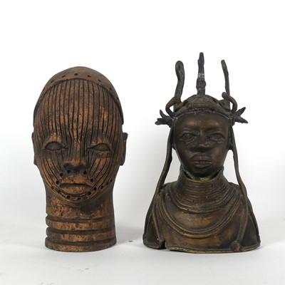 Lot 19 - An African patinated terracotta bust, possibly...