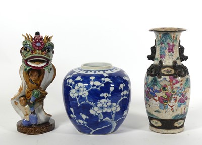 Lot 27 - A Chinese porcelain ginger jar under glaze...