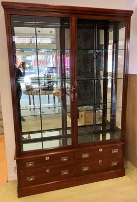 Lot 1395 - An Edwardian mahogany double door shop display...