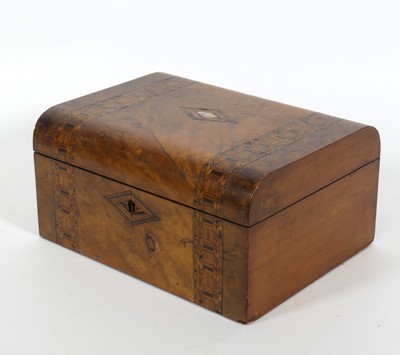 Lot 86 - A Victorian walnut Tunbridge inlaid work box,...