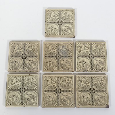 Lot 89 - A set of seven Minton Hollins & Co. 6" tiles,...