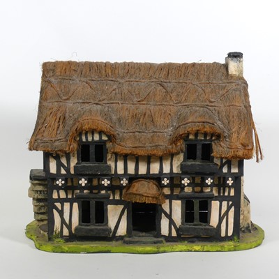 Lot 98 - A scratch built model of a thatched house,...